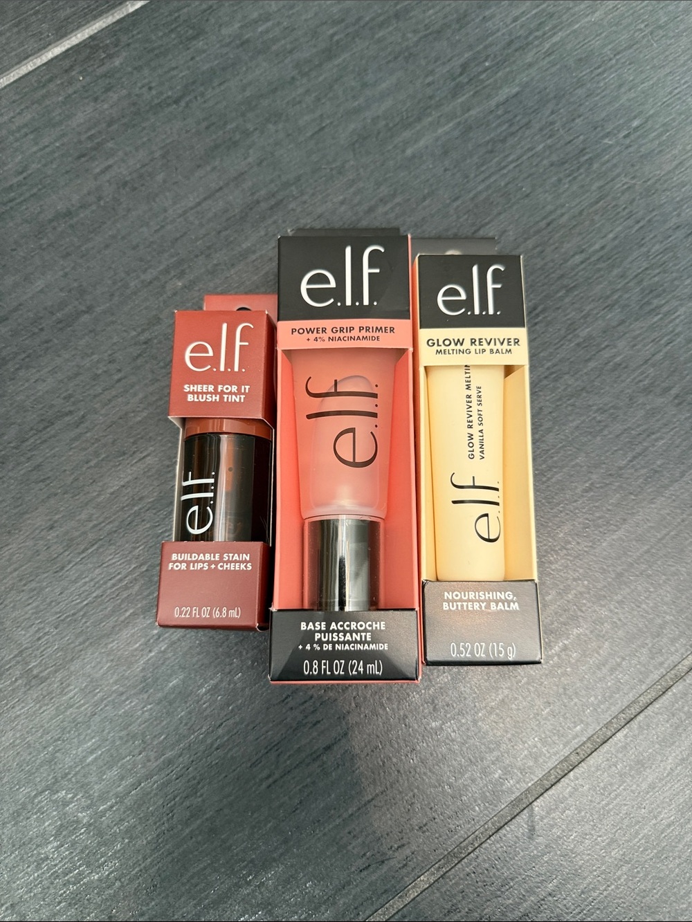 Women Makeup Trio — Peach Blush Tint, Coral Primer & Yellow Lip Balm